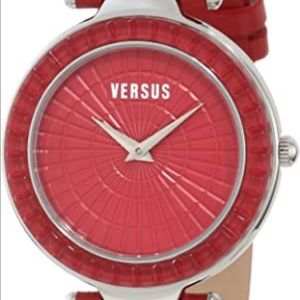 Versus by Versace Women's "Sertie" Stainless Steel Watch with Red Leather Band